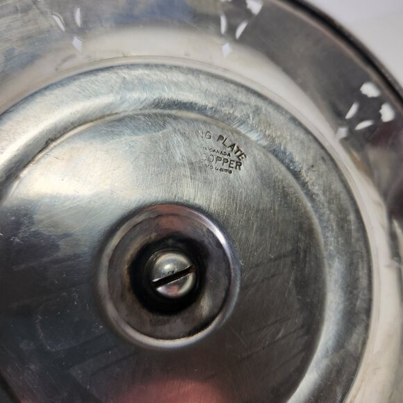 Vintage Viking Plate Handled Tray Dish Cut Out Design EP Copper 7 Inches - Picture 7 of 7